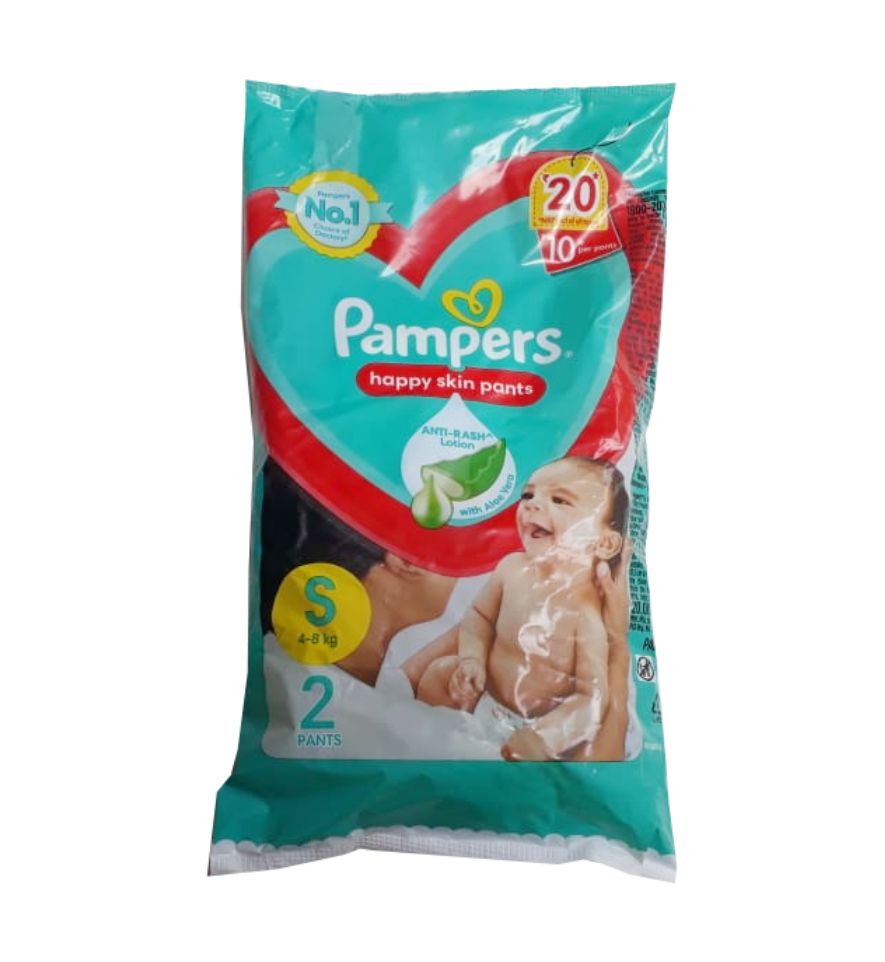 Pampers Diapers Pant, 2Pants, Size-Small (4-8 kg) | Pack of 8
